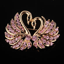 Load image into Gallery viewer, Gold Plated Love Swan Brooch