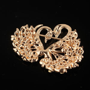 Gold Plated Love Swan Brooch