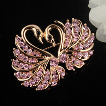 Load image into Gallery viewer, Gold Plated Love Swan Brooch