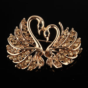 Gold Plated Love Swan Brooch