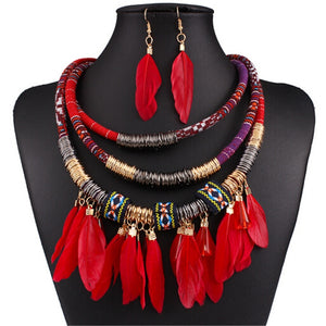 Exaggerated Feather Jewelry Sets