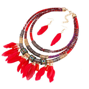 Exaggerated Feather Jewelry Sets