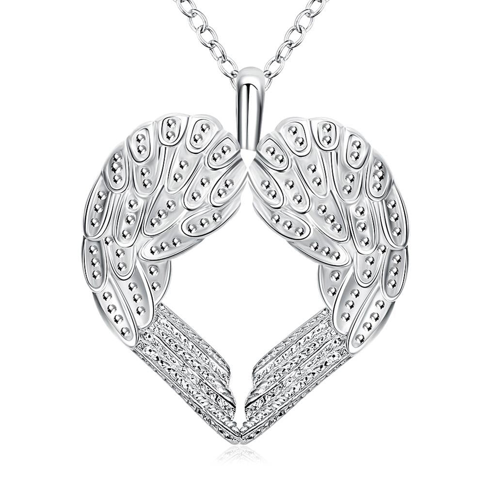 Silver Plated Heart Of Angel Necklace