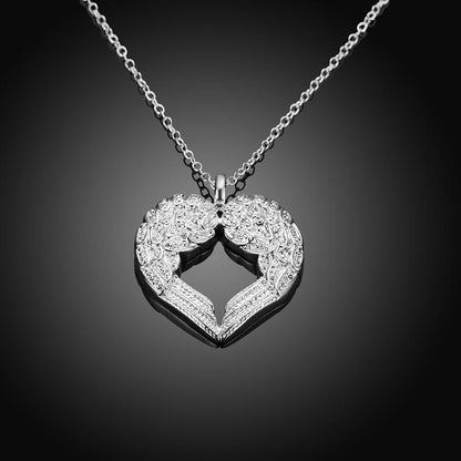 Silver Plated Heart Of Angel Necklace