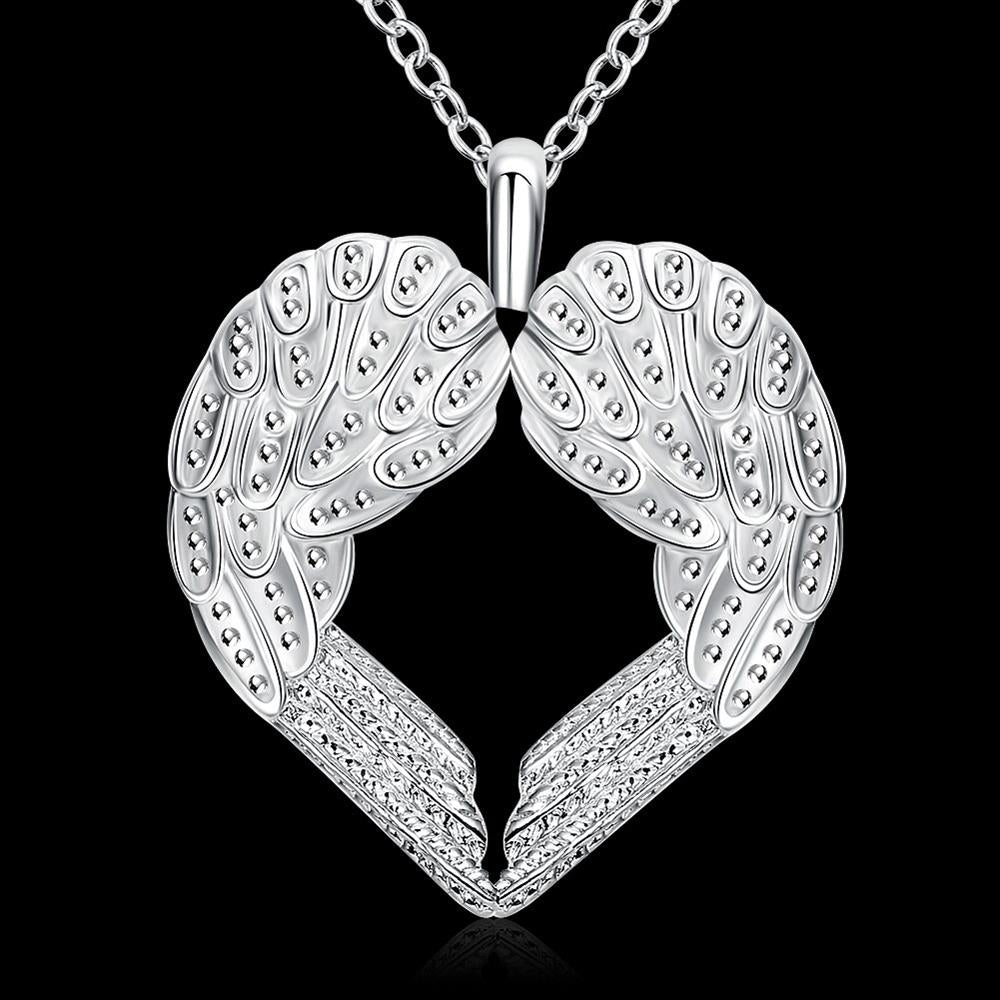 Silver Plated Heart Of Angel Necklace