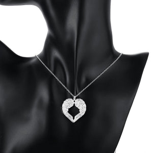 Silver Plated Heart Of Angel Necklace