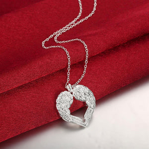 Silver Plated Heart Of Angel Necklace
