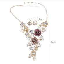 Load image into Gallery viewer, Purple Crystal Floral Leave Jewelry Sets
