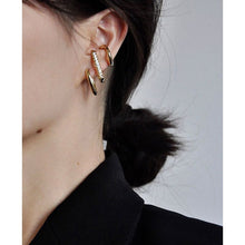Load image into Gallery viewer, Curved Bar Crystal Earrings