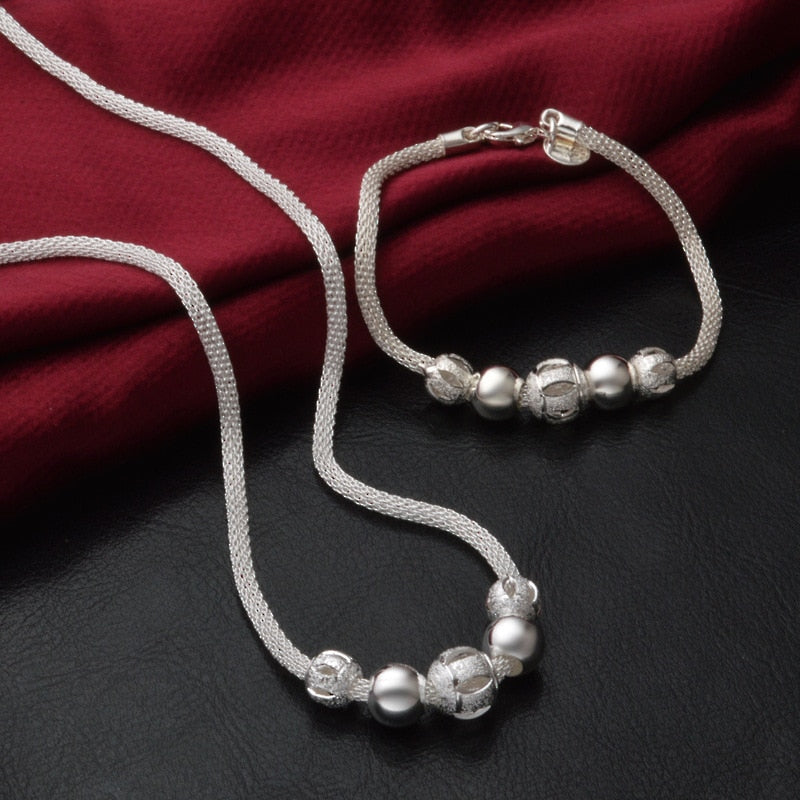 Bali Silver Bracelet and Necklace Set