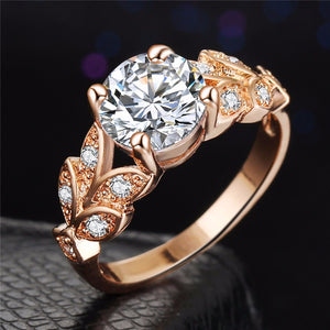 Gold or Silver Crystal Leaf Ring