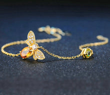 Load image into Gallery viewer, Natural Oval Citrine Crystal Bee Bracelet