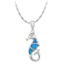 Load image into Gallery viewer, Seahorse Blue Fire Opal Necklace