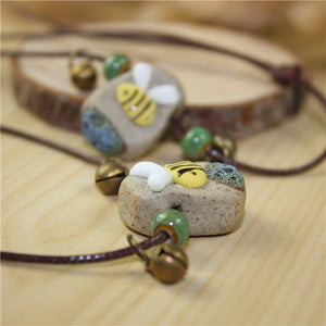 Handmade Bumble Bee Stone Necklace
