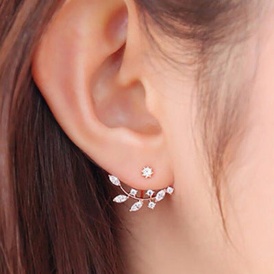 Crystal Flower Leaf Earrings