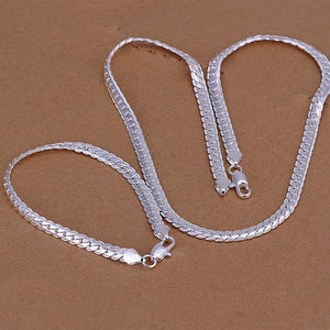 Snake Bone Silver Bracelet and Necklace