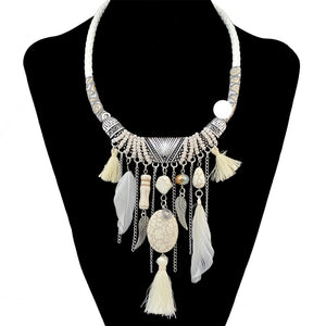 Tribal Bohemian Feather Statement Necklace