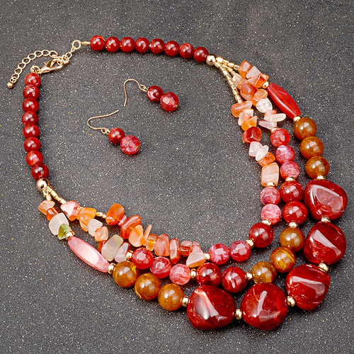 Amber Beads Choker Necklace Set