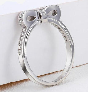 Bowknot Silver Crystal Ring