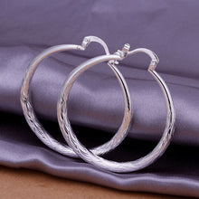 Load image into Gallery viewer, Silver Circular Hoop Earrings