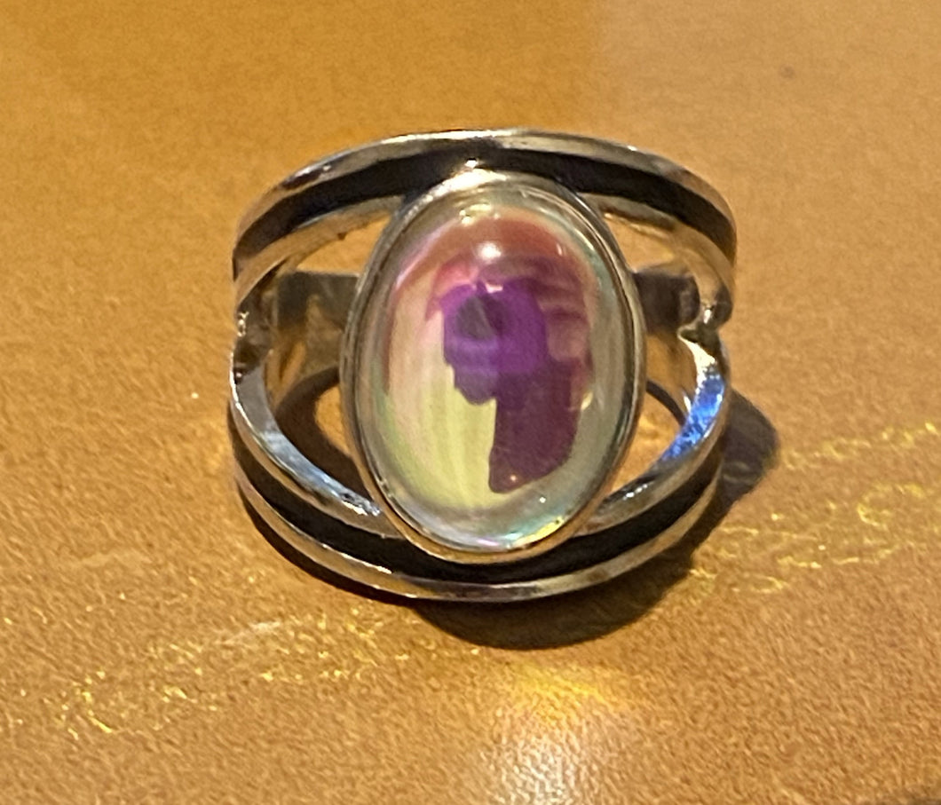 Silver Tibetan Happiness Moonstone Ring