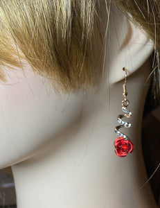 Romantic Red Rose Drop Earrings