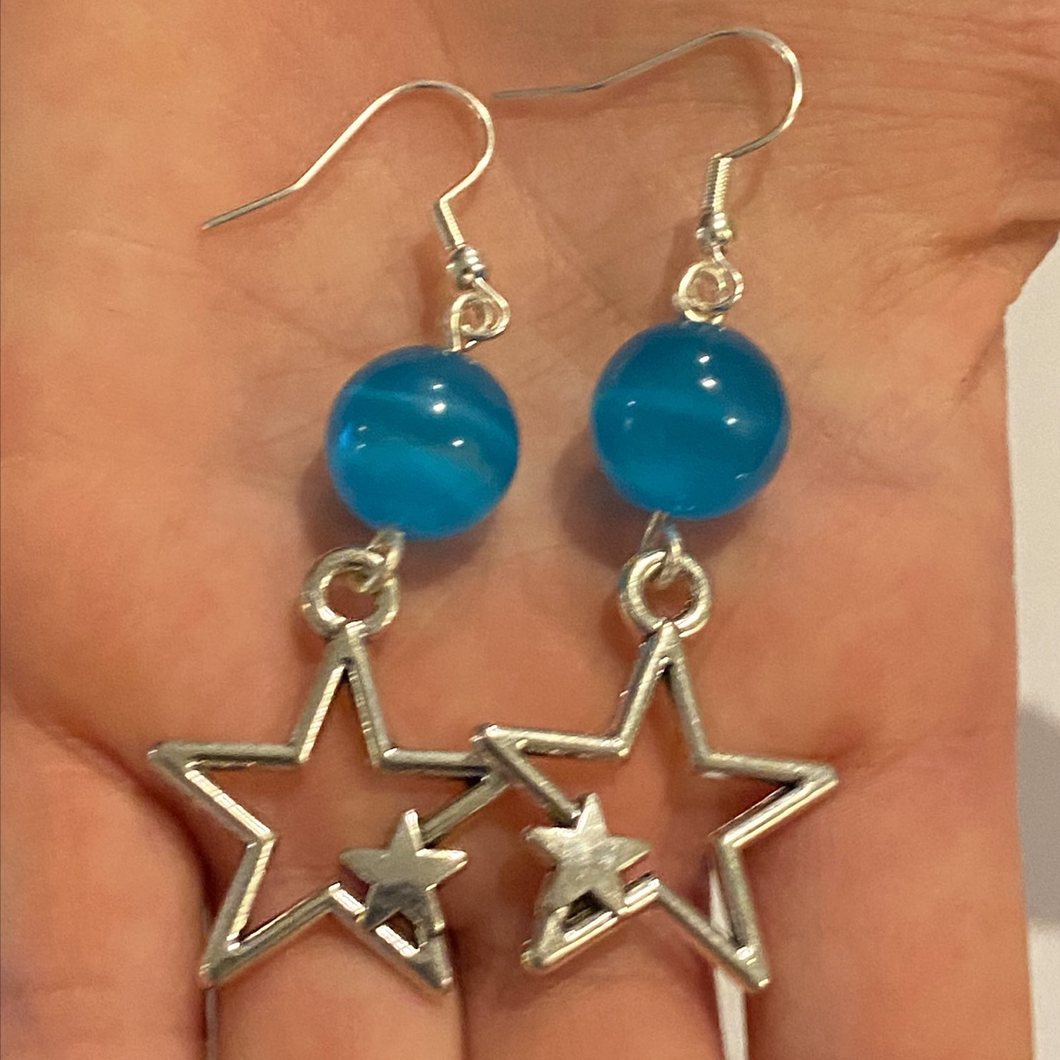Blue Moon Star Drop Earrings For Women Daughters Mums
