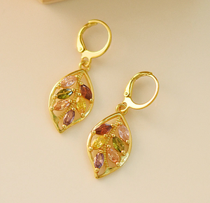 Multicolor Leaf Dangle Earrings