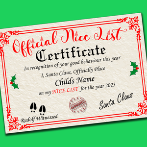Christmas Naughty or Nice List Certificate 2023