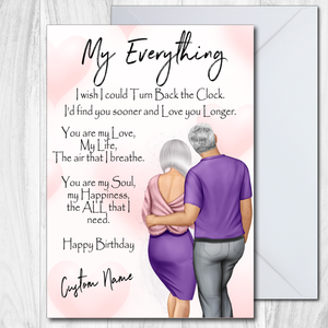 Birthday Card Wife or Husband Personalised My Everything Mature Couple