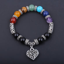 Load image into Gallery viewer, 7 Chakra Reiki Healing Heart Bracelet