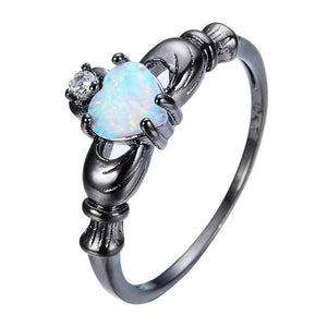 Fire Opal Heart Ring