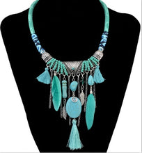 Load image into Gallery viewer, Tribal Bohemian Feather Statement Necklace