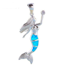 Load image into Gallery viewer, Blue Fire Opal Mermaid Pendant