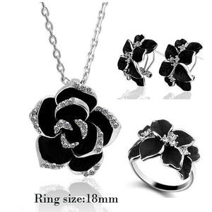Dark Rose Flower Jewelry Sets