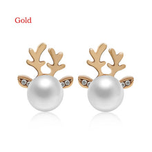 Load image into Gallery viewer, Christmas Pearl Deer Earrings