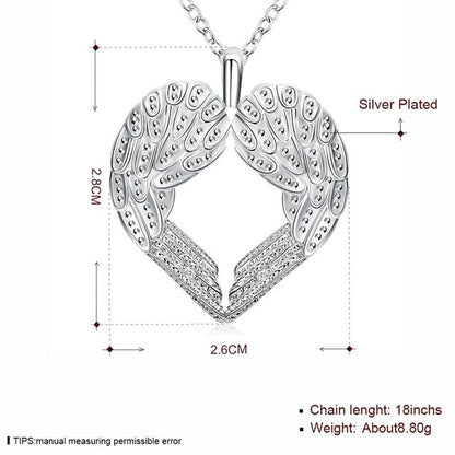 Silver Plated Heart Of Angel Necklace