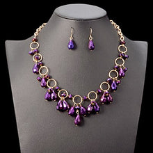 Load image into Gallery viewer, Purple Crystal Gem Pendant Set