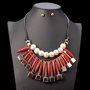 Large Faux Pearl Tribal Jewelry Set