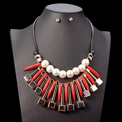 Large Faux Pearl Tribal Jewelry Set
