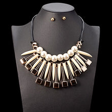 Load image into Gallery viewer, Large Faux Pearl Tribal Jewelry Set