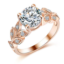 Load image into Gallery viewer, Gold or Silver Crystal Leaf Ring