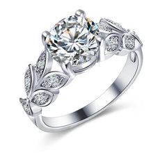 Load image into Gallery viewer, Gold or Silver Crystal Leaf Ring