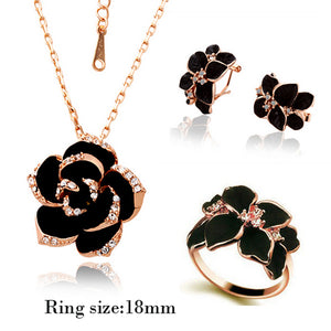 Dark Rose Flower Jewelry Sets