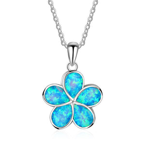 Beautiful Blue Fire Opal Flower Tribal Necklace