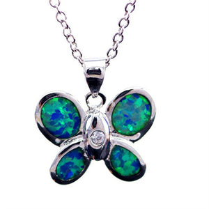 Beautiful Blue Fire Opal Buttery Fly Necklace